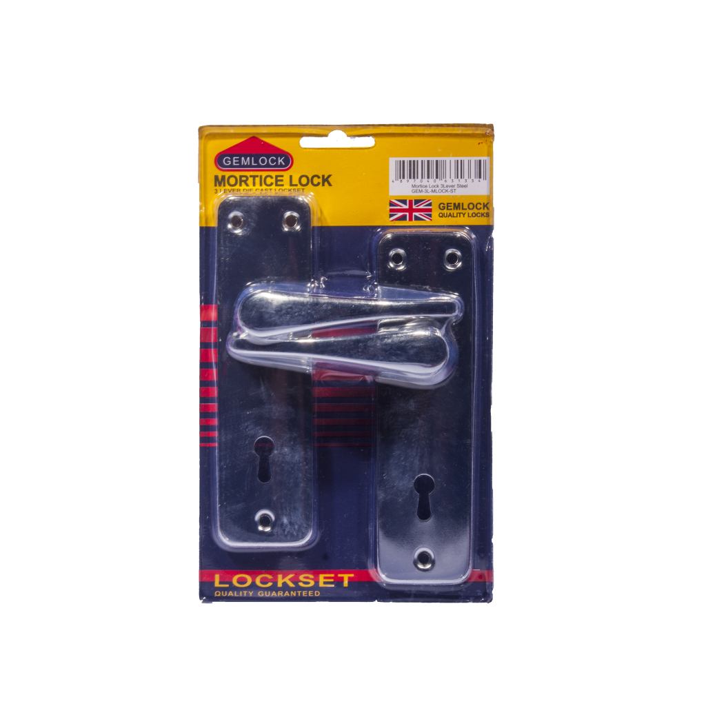 Gemlock Mortice Lockset 3 Lever Pressed Steel - Wembleytools.co.zw